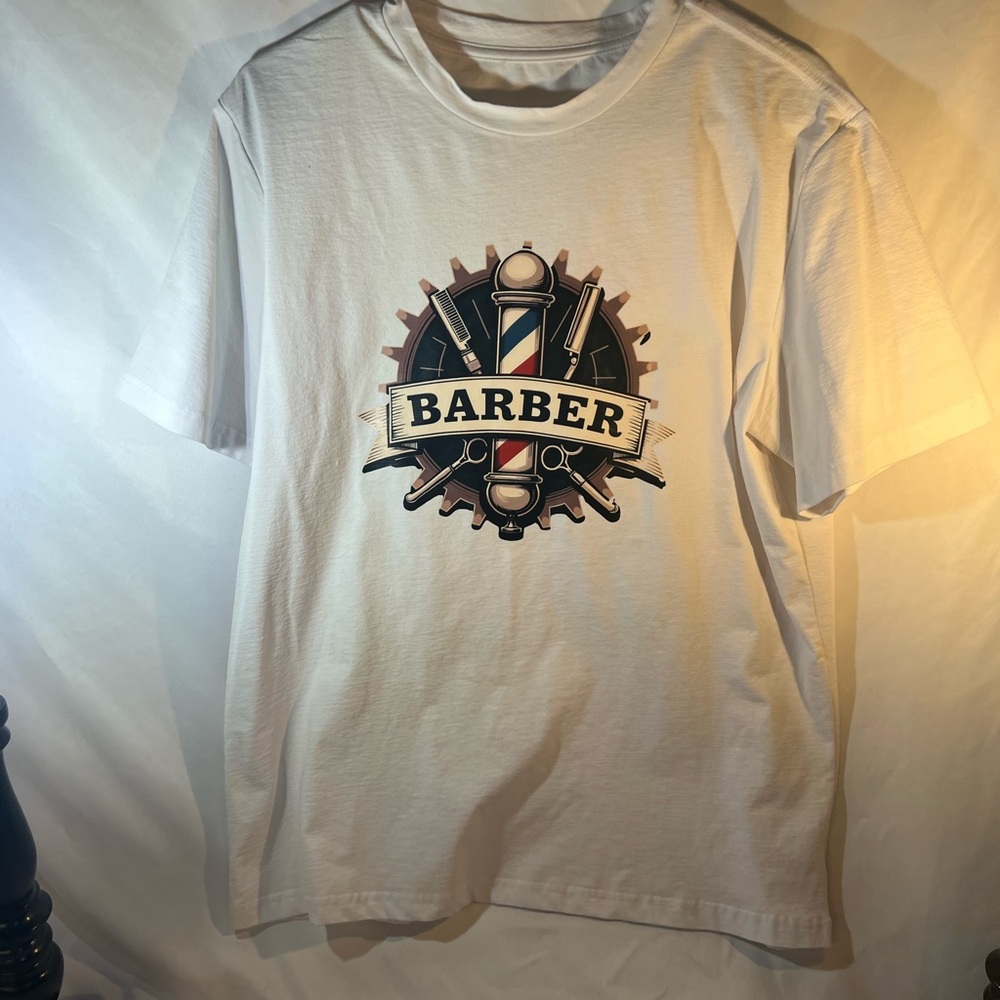 Barber Graphic White T-Shirt